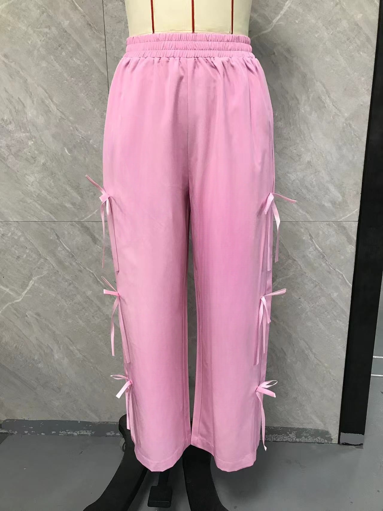 Summer Girls Bow Quick-Dry Pants Straight Slimming Small Drooping Wide Leg Pants Women Summer Thin