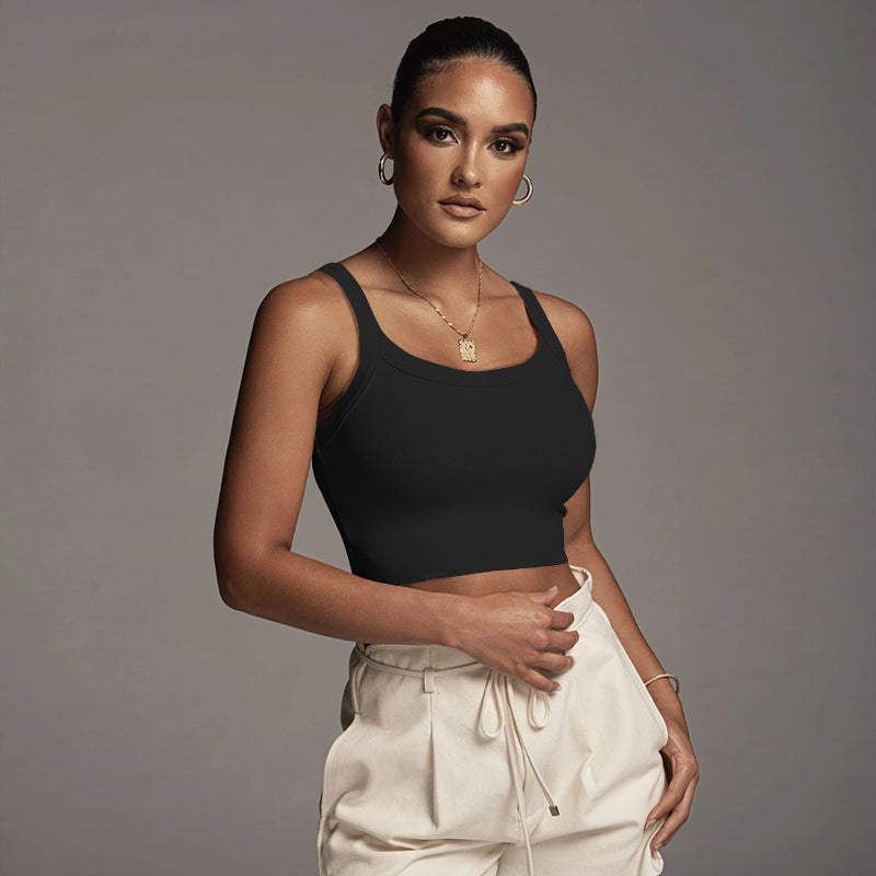 Women Thread Knitted Bare Cropped Vest