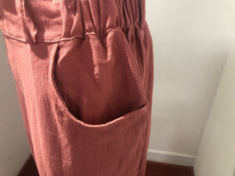 Women Clothing Summer Solid Color Cotton Linen Loose High Waist Casual Trousers
