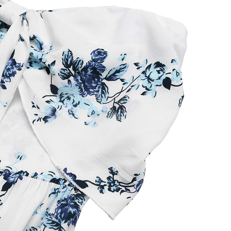 French Vacation Tube Top Floral Printed Wide Leg Jumpsuit