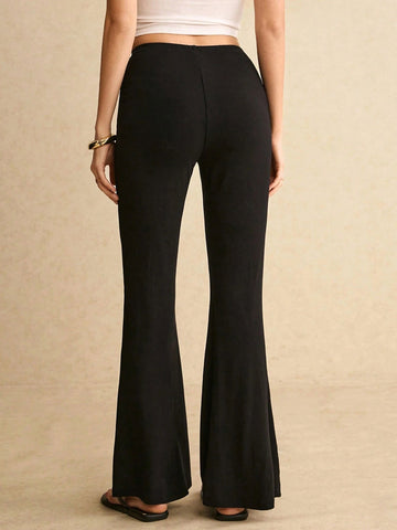 Women Clothing Sexy Decoration Bell Bottom Pants Design High Elastic Leggings Elegant Hip Wrapped Yoga Trousers