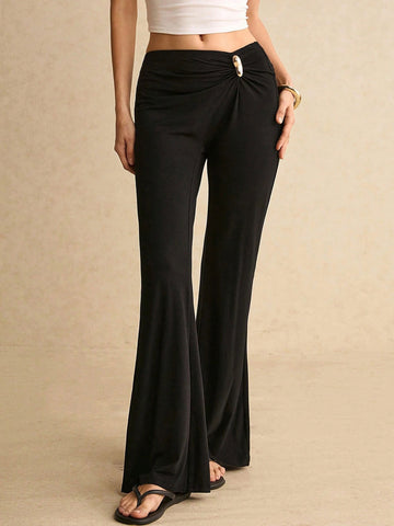 Women Clothing Sexy Decoration Bell Bottom Pants Design High Elastic Leggings Elegant Hip Wrapped Yoga Trousers