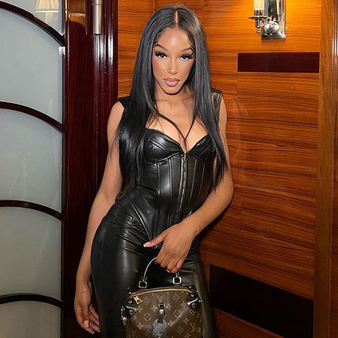 Sexy Leather Sleeveless Corset Club Women