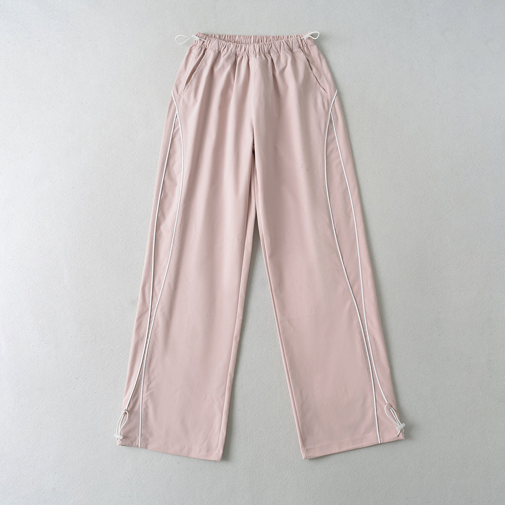 Sports Straight Casual Pants Women Summer Sexy Loose Slimming Drawstring Ankle Tied Wide Leg Pants