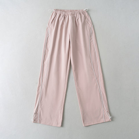 Sports Straight Casual Pants Women Summer Sexy Loose Slimming Drawstring Ankle Tied Wide Leg Pants