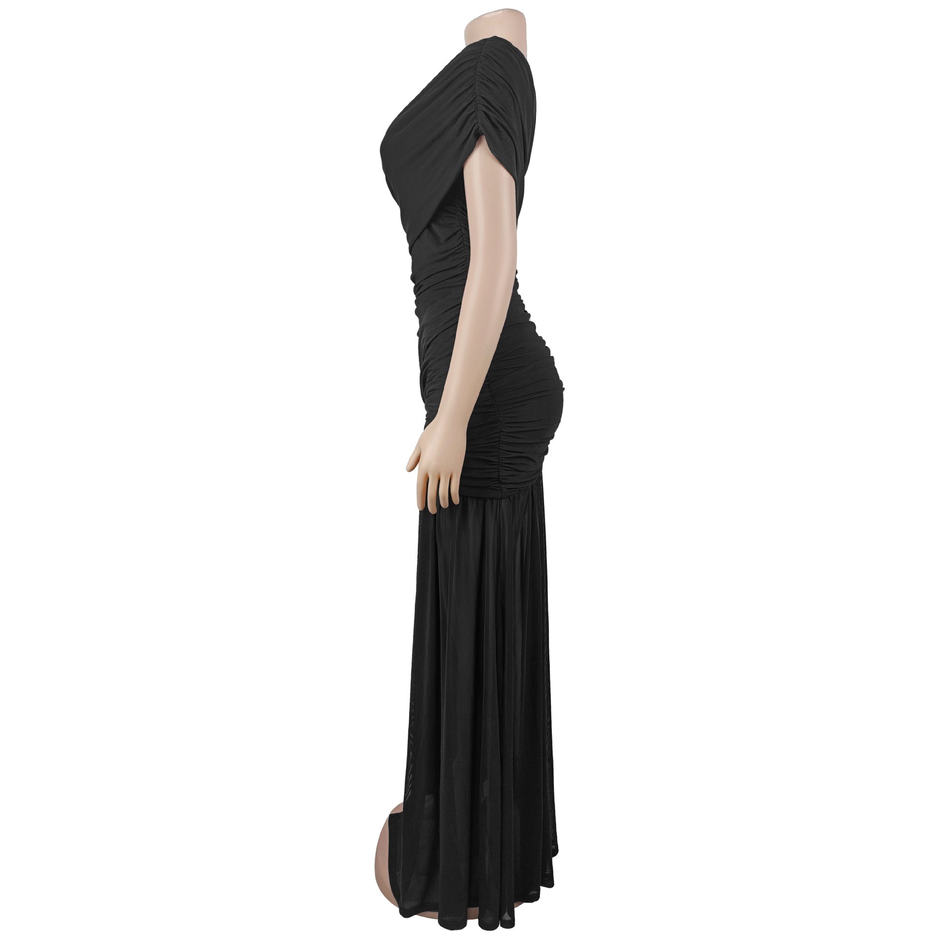 Mount Olive Sexy Formal One Shoulder Long Split Hem Solid Party Maxi Dress