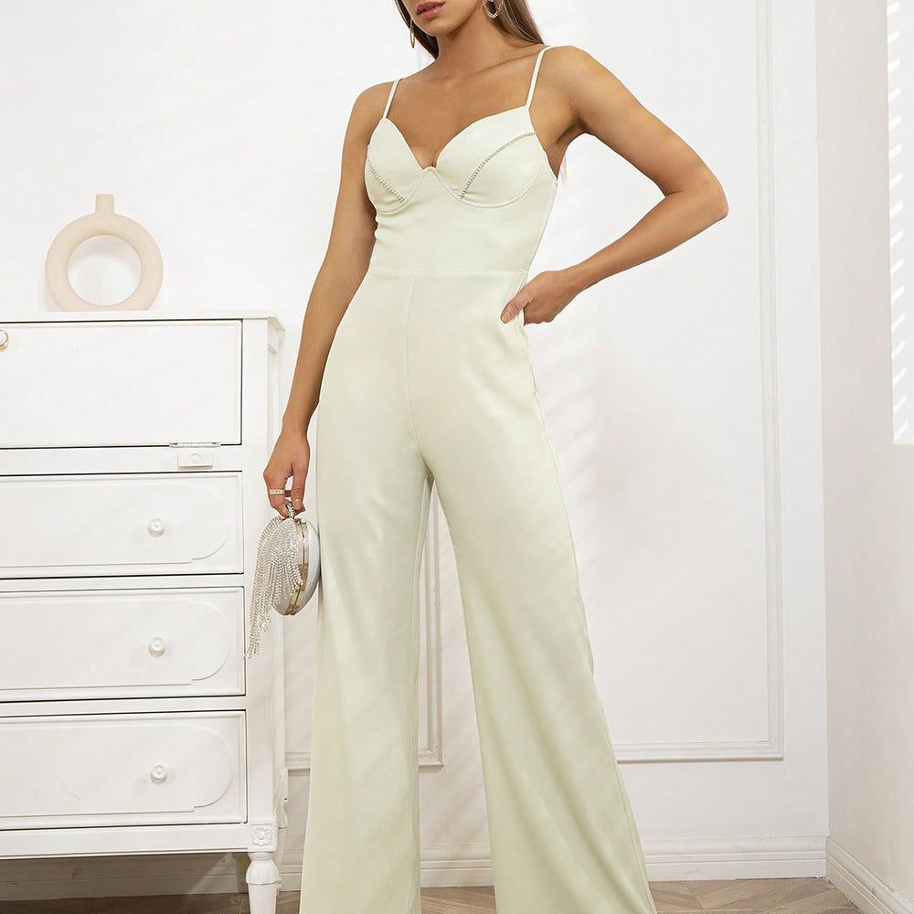 Summer Women Clothing Graceful Fashionable Jumpsuit Sling Slim Sleeveless Backless Jumpsuit