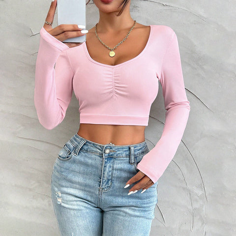 women Sweet  Autumn U Collar Slim Fit Long