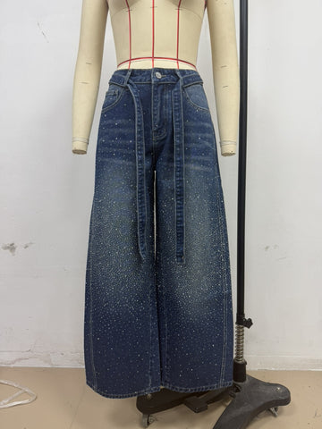 Starry Wide Leg Jeans for Women Loose High Waist Slimming Casual Trousers Spring