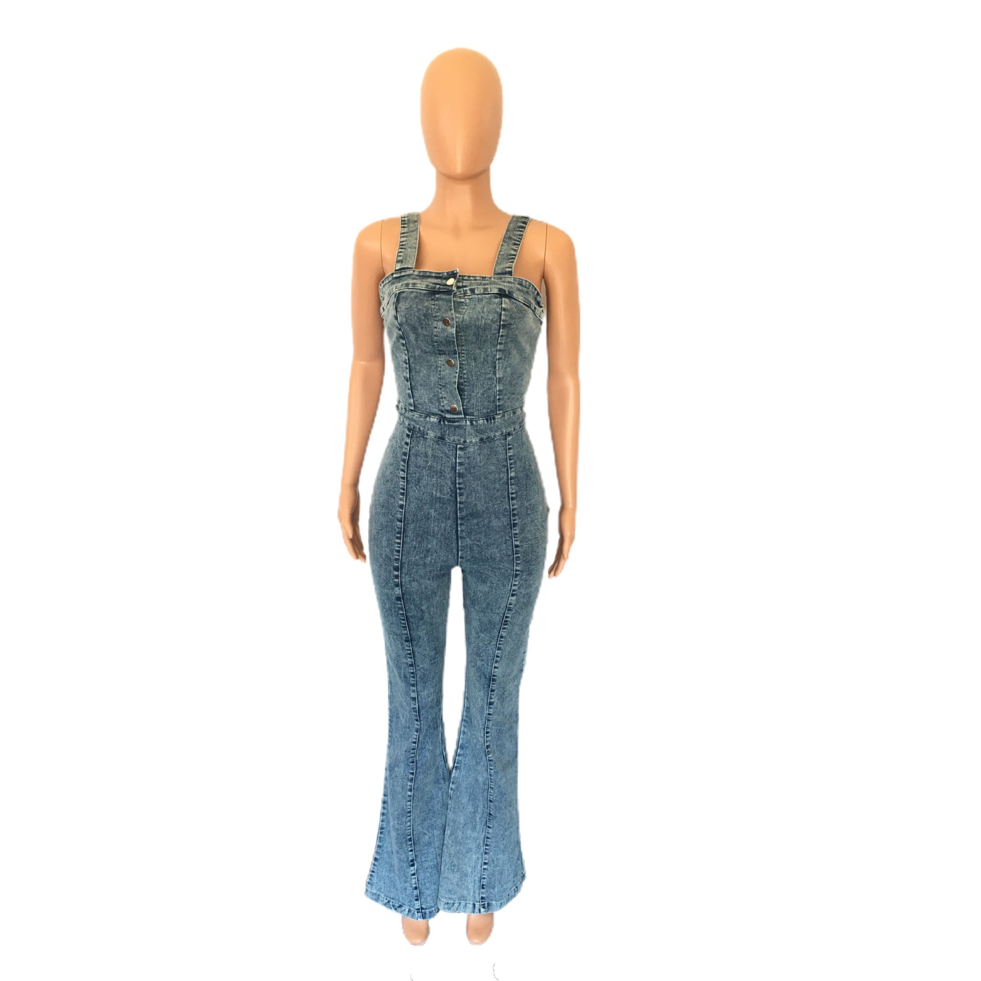 Denim Jumpsuit Women Slim Fit Bodysuit Waist Tight Washed Suspender Jumpsuit