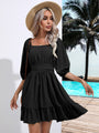 Damaris Ruffled Square Collar Dress Lace Dress Women Summer Women Clothing