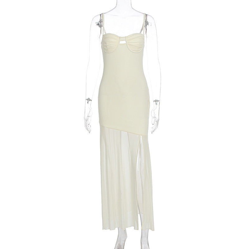 Dillon Sexy V neck Backless Slim Fit Split Sling Dress