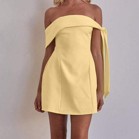 Hawaii Off Neck Bandeau One Shoulder Sexy Clothing A line Dress