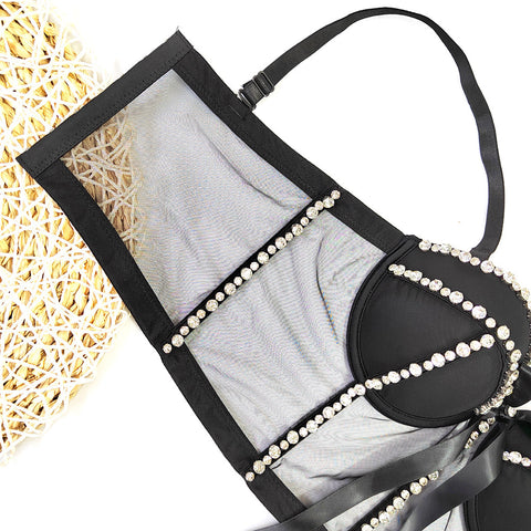 Sexy See Through Beaded Light Diamond Sling