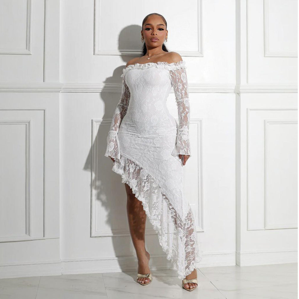 Midlothian Tube Similar to Irregular Asymmetric Solid Color Maxi Dress