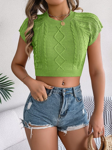 Spring Casual Solid Sleeve Cropped Women