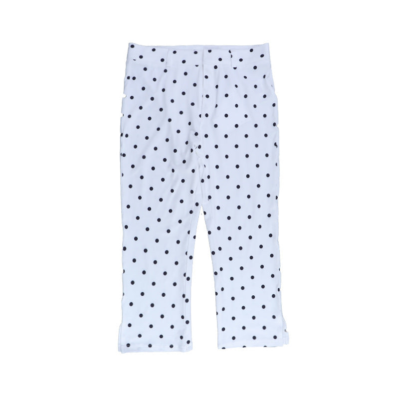Polka Dot Printed Elegant Sports Casual Tight Cropped Pants
