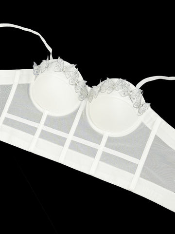 Sabana Perdida Three Dimensional Butterfly Decorative Camisole Mesh Sexy Top