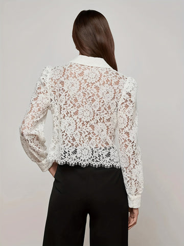 Women  Lace Long Sleeve Tassel Transparent