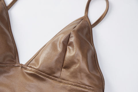 Women Sexy V neck Slim Crop Spaghetti Strap
