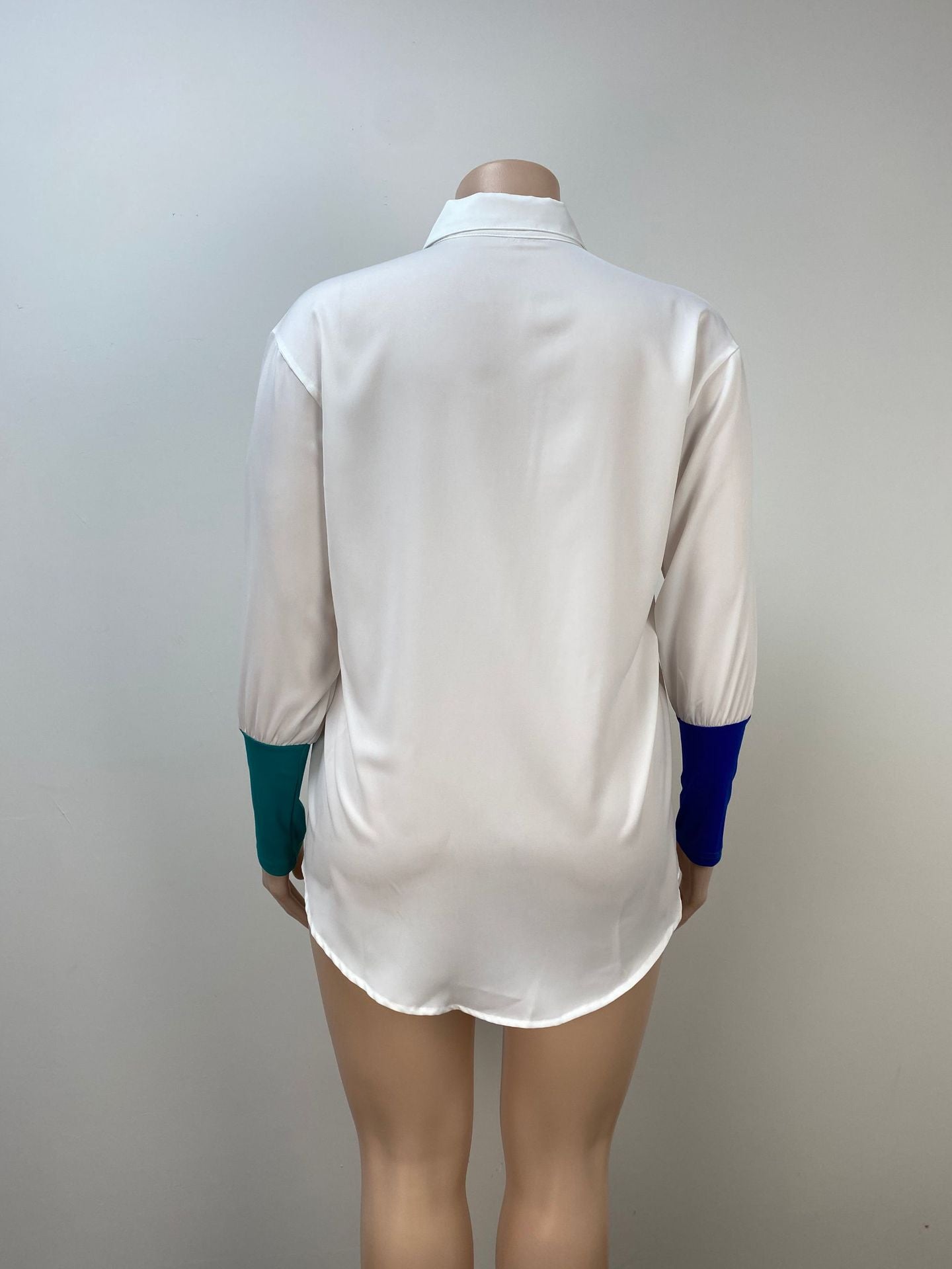 Plus Size Coat Autumn Spring Color Contrast Shirt Top