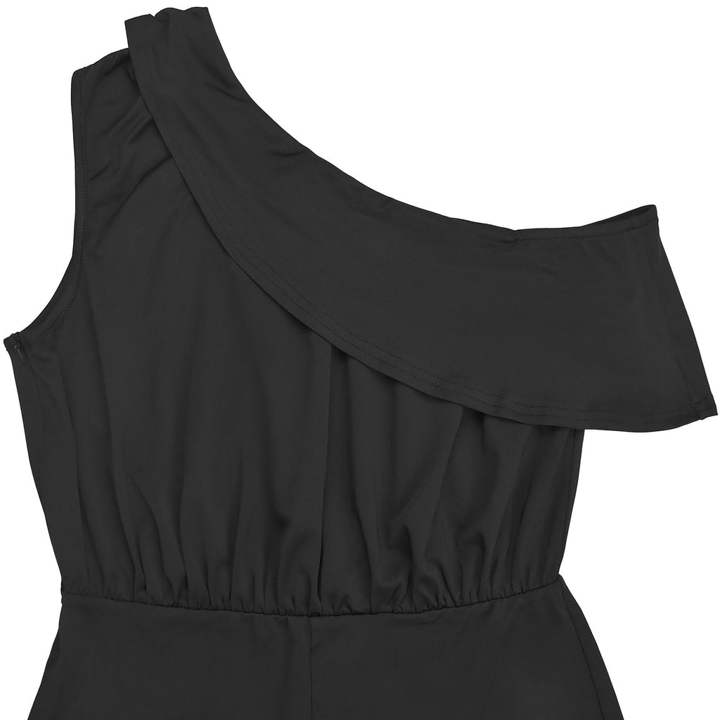 Women Wear Elegant Shoulder Belt Solid Color Jumpsuit