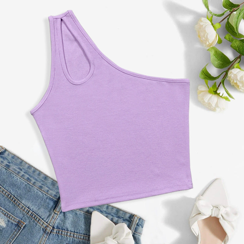 Summer Women Hollow out One Shoulder Sleeveless