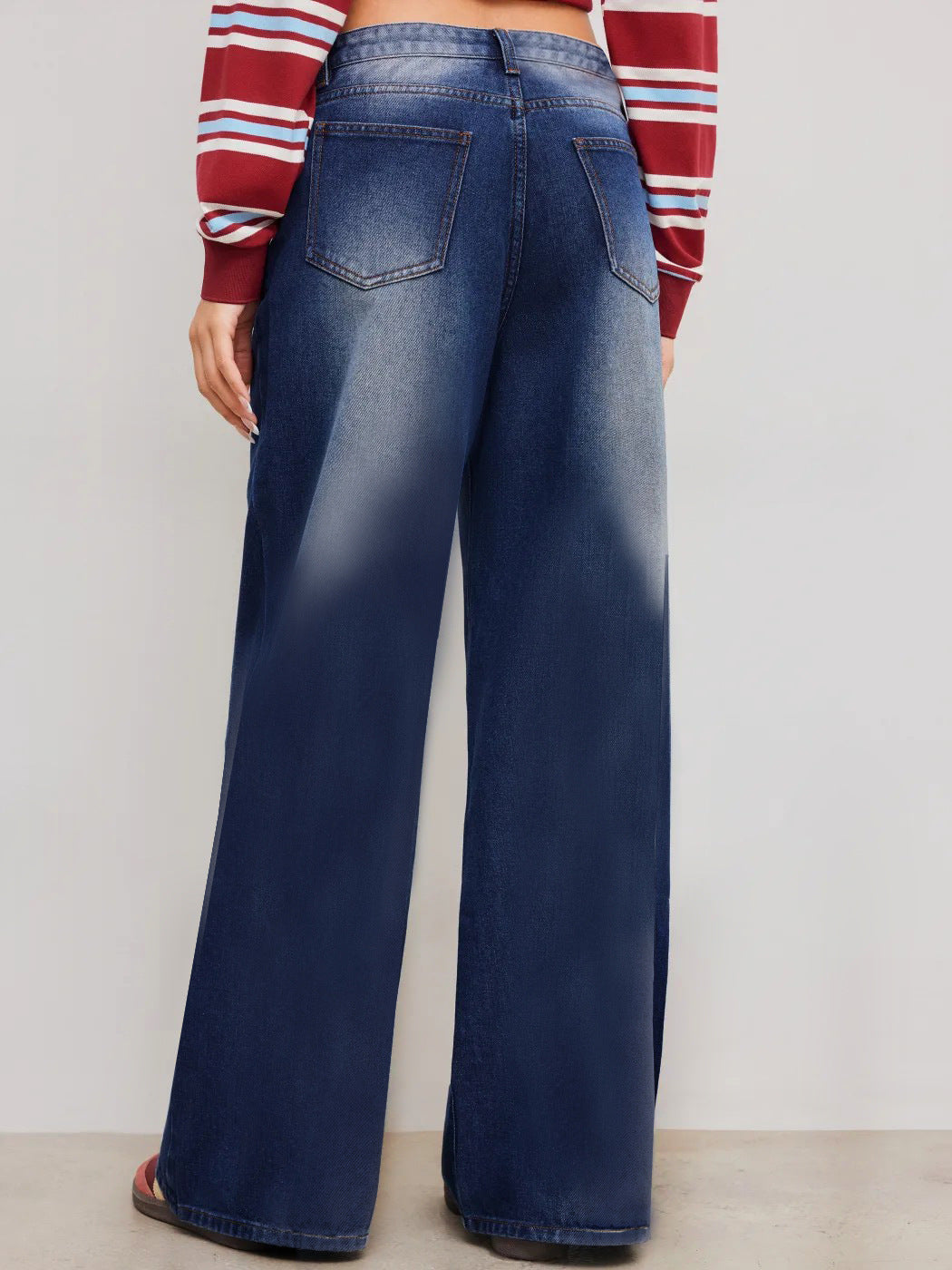 Ripped Jeans Washed High Waist Straight All Matching Loose Denim Trousers Women Jeans