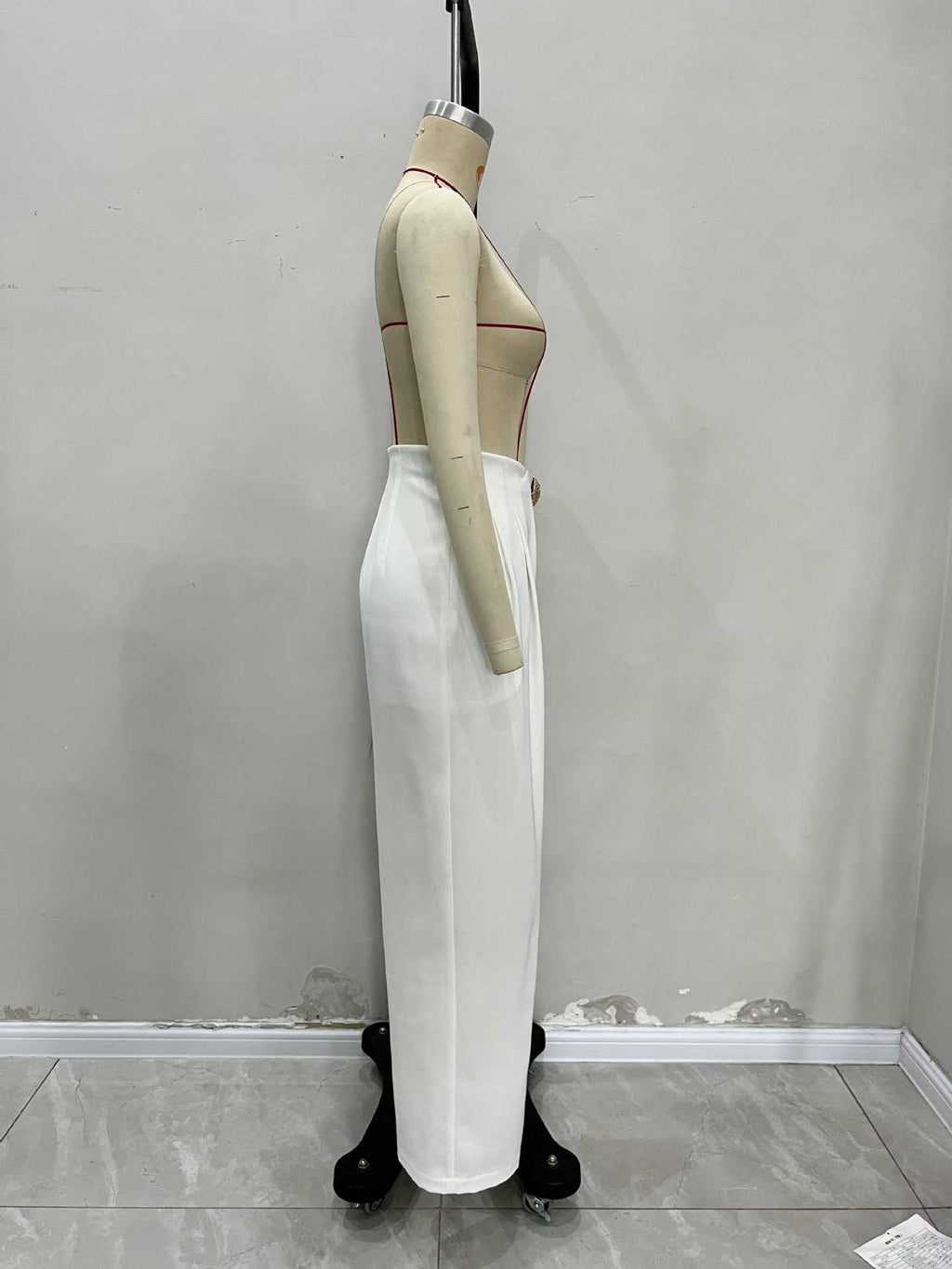 Women high waist wide leg pants Irregular Asymmetric cinched pocket high quality trousers wide leg pants