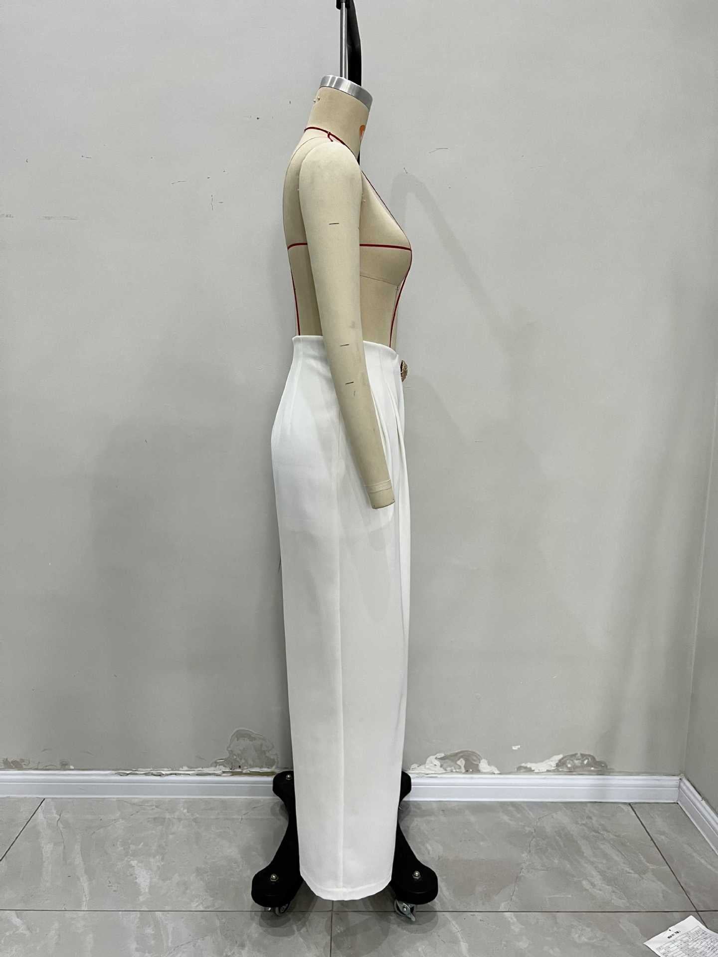 Women high waist wide leg pants Irregular Asymmetric cinched pocket high quality trousers wide leg pants