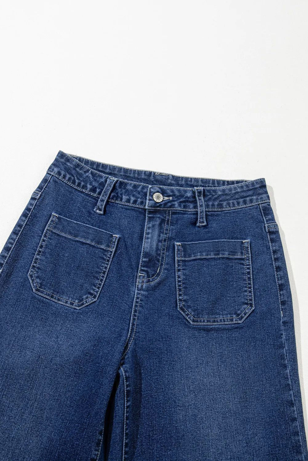 Spring Dark Blue High Waist Wide Leg Jeans Women Retro Straight Leg Pants