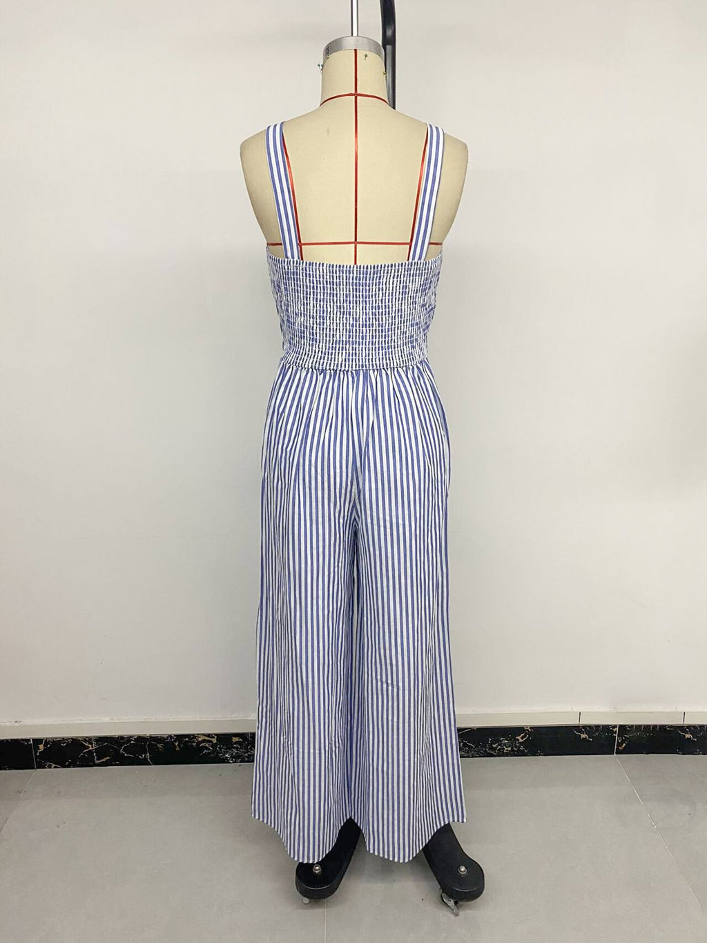 Vacation Fresh Jumpsuit Hollow Out Cutout out Camisole Striped Twist Backless Siamese Trousers