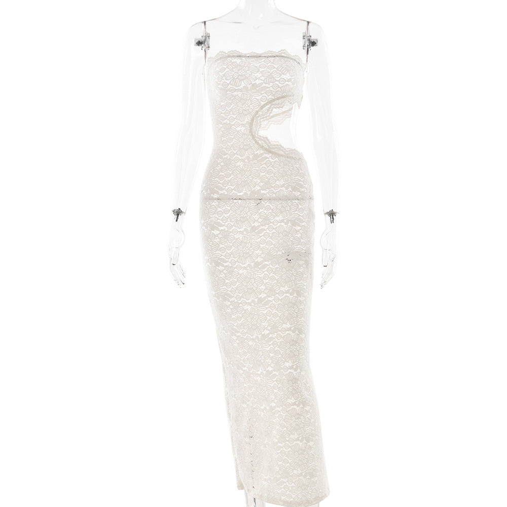 Pedro Brand Sexy Lace Hollow Out Cutout Split Tube Dress
