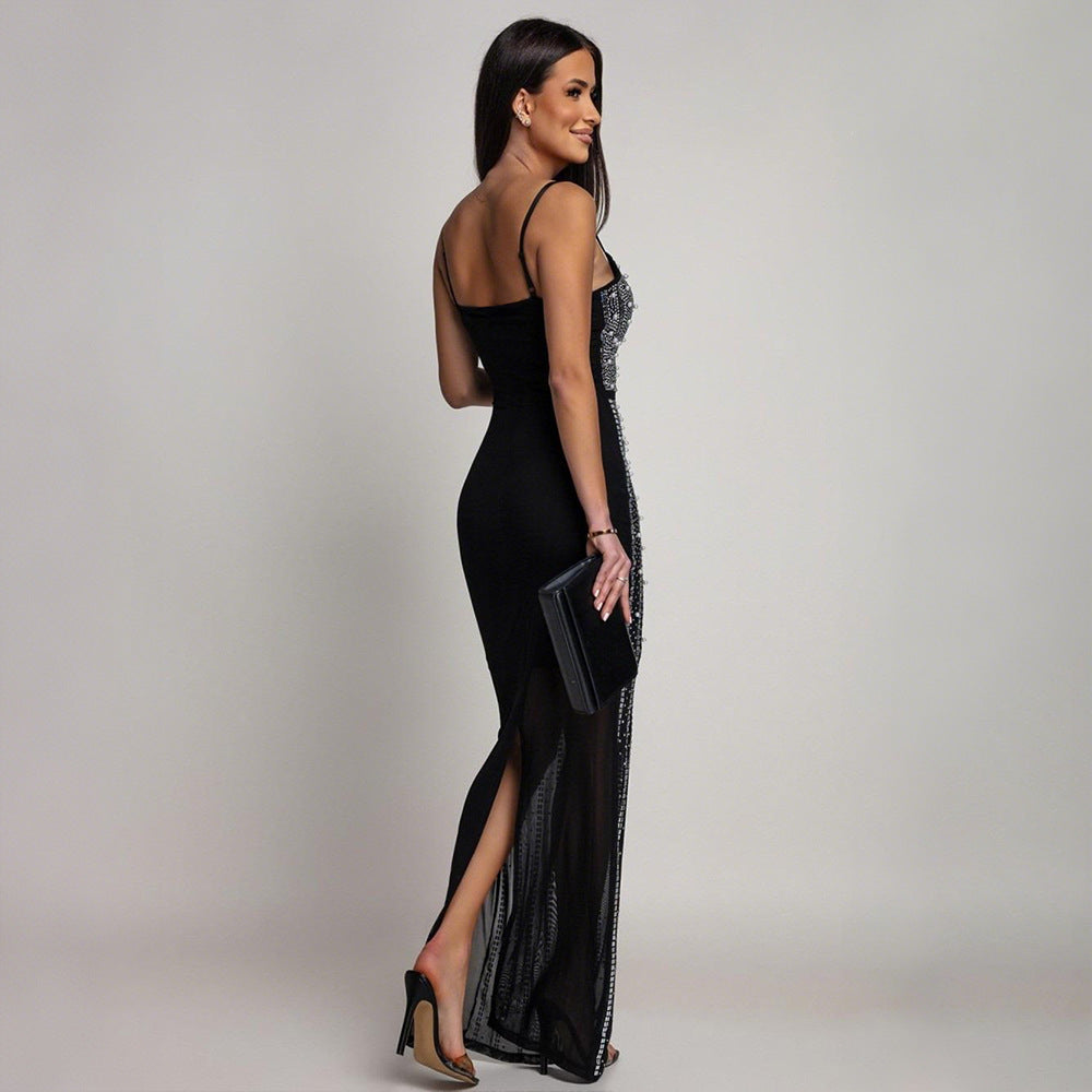 Liberty Island Rhinestone Sexy Suspenders Party Long Dress