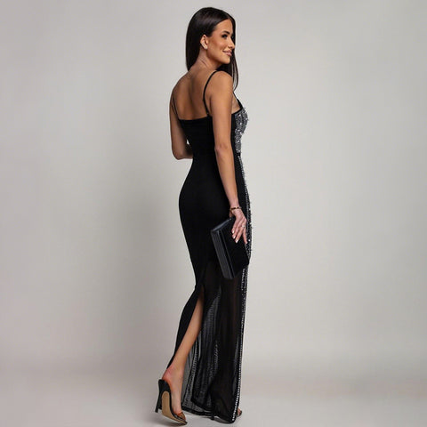 Liberty Island Rhinestone Sexy Suspenders Party Long Dress