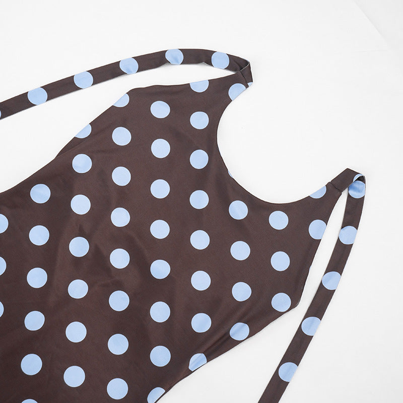 Women Clothing Summer Polka Dot Print Sleeveless Halter Tied Slim Fit Cropped Jumpsuit