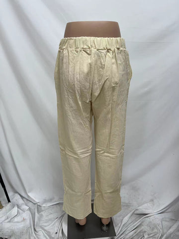 Summer Dried Shrimp Women Casual Elastic Straight Leg Trousers