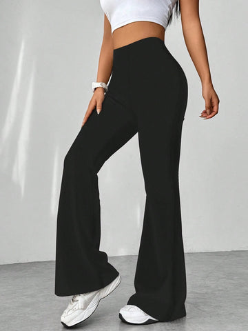 Retro Houndstooth High Waist Slim Mop Casual Bootcut Trousers