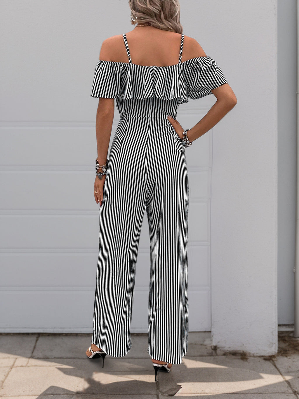 Pants Summer Striped Spaghetti Straps Wide Leg Jumpsuit Women