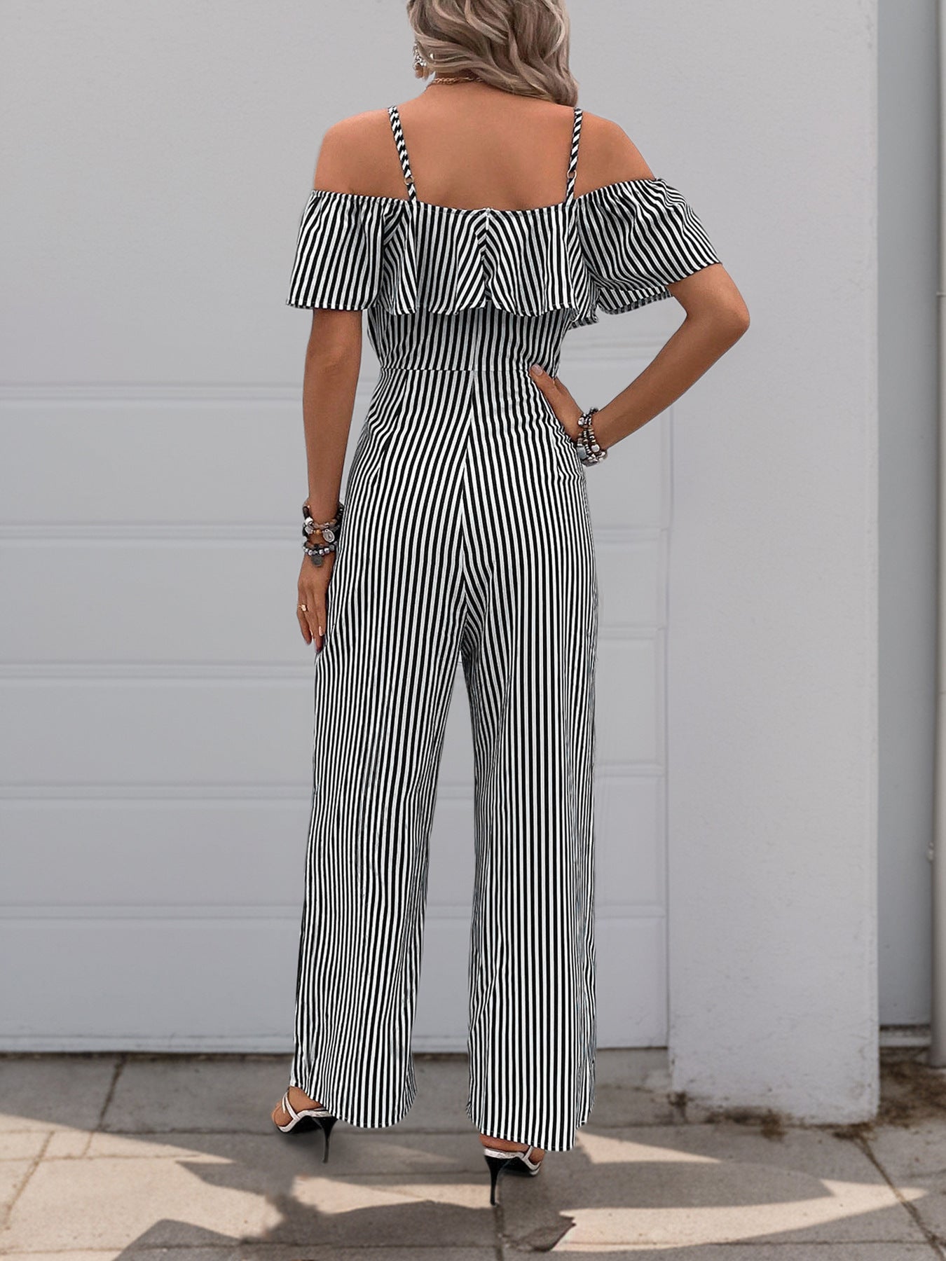 Pants Summer Striped Spaghetti Straps Wide Leg Jumpsuit Women
