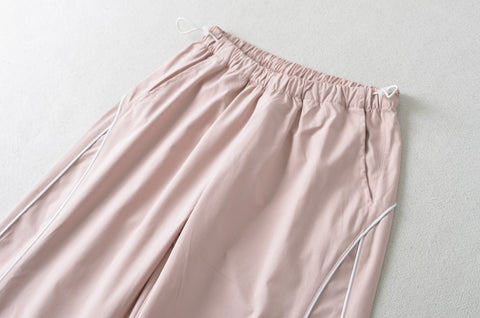 Sports Straight Casual Pants Women Summer Sexy Loose Slimming Drawstring Ankle Tied Wide Leg Pants