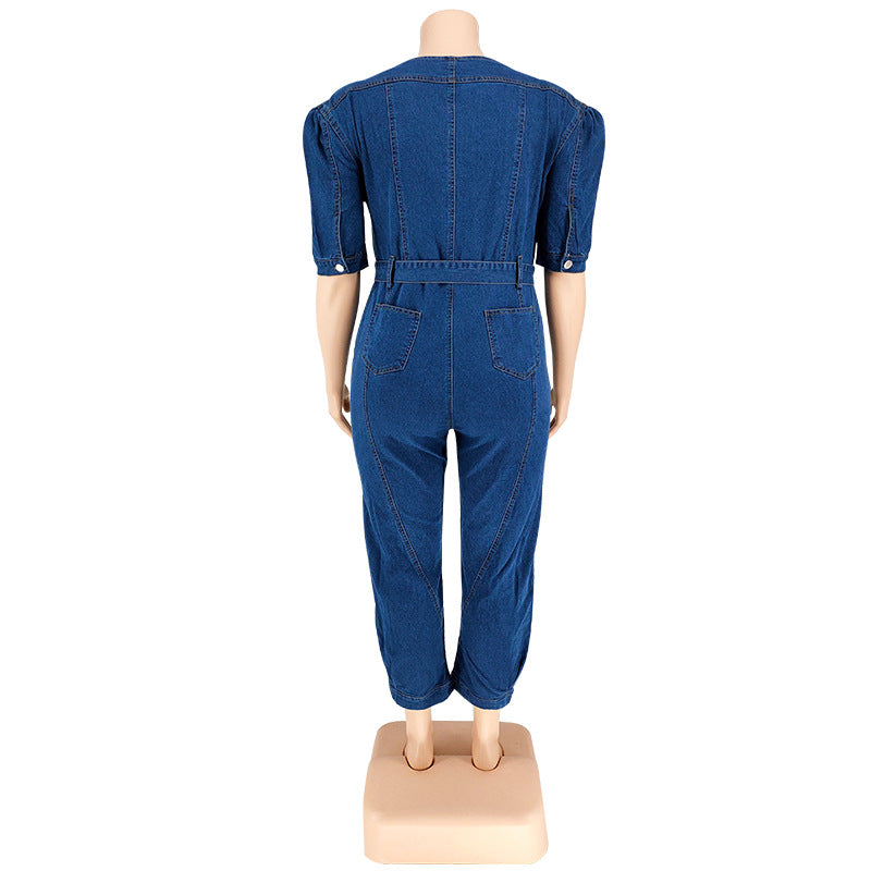 Plus Size Women Clothing Summer Sleeve Jumpsuit