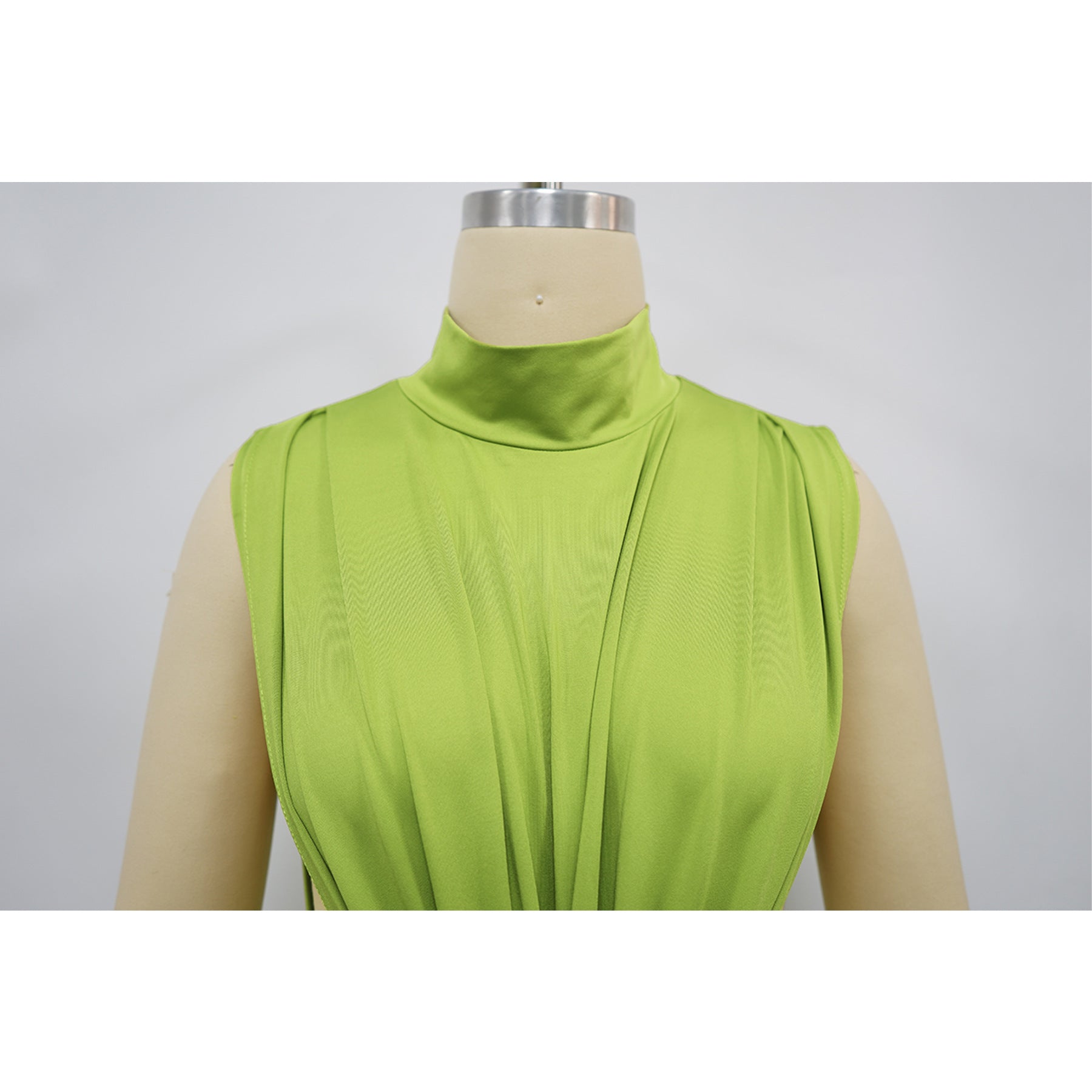 Georgia O-neck High Split Ruched Stacked Bodycon Midi Maxi Dress