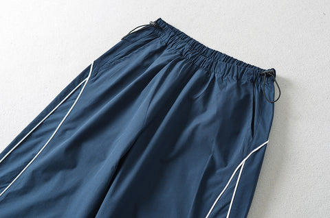 Sports Straight Casual Pants Women Summer Sexy Loose Slimming Drawstring Ankle Tied Wide Leg Pants