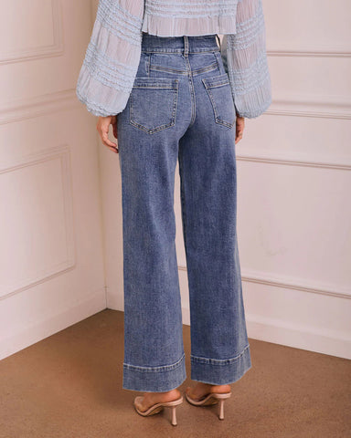 Casual Stretch Women Straight High Waist Denim Pants
