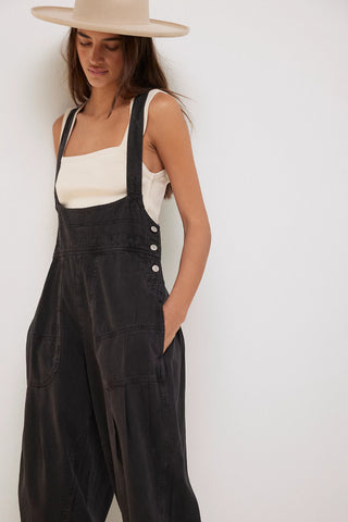 Women Loose Casual Side Pocket Sleeveless Denim Suspender Pants