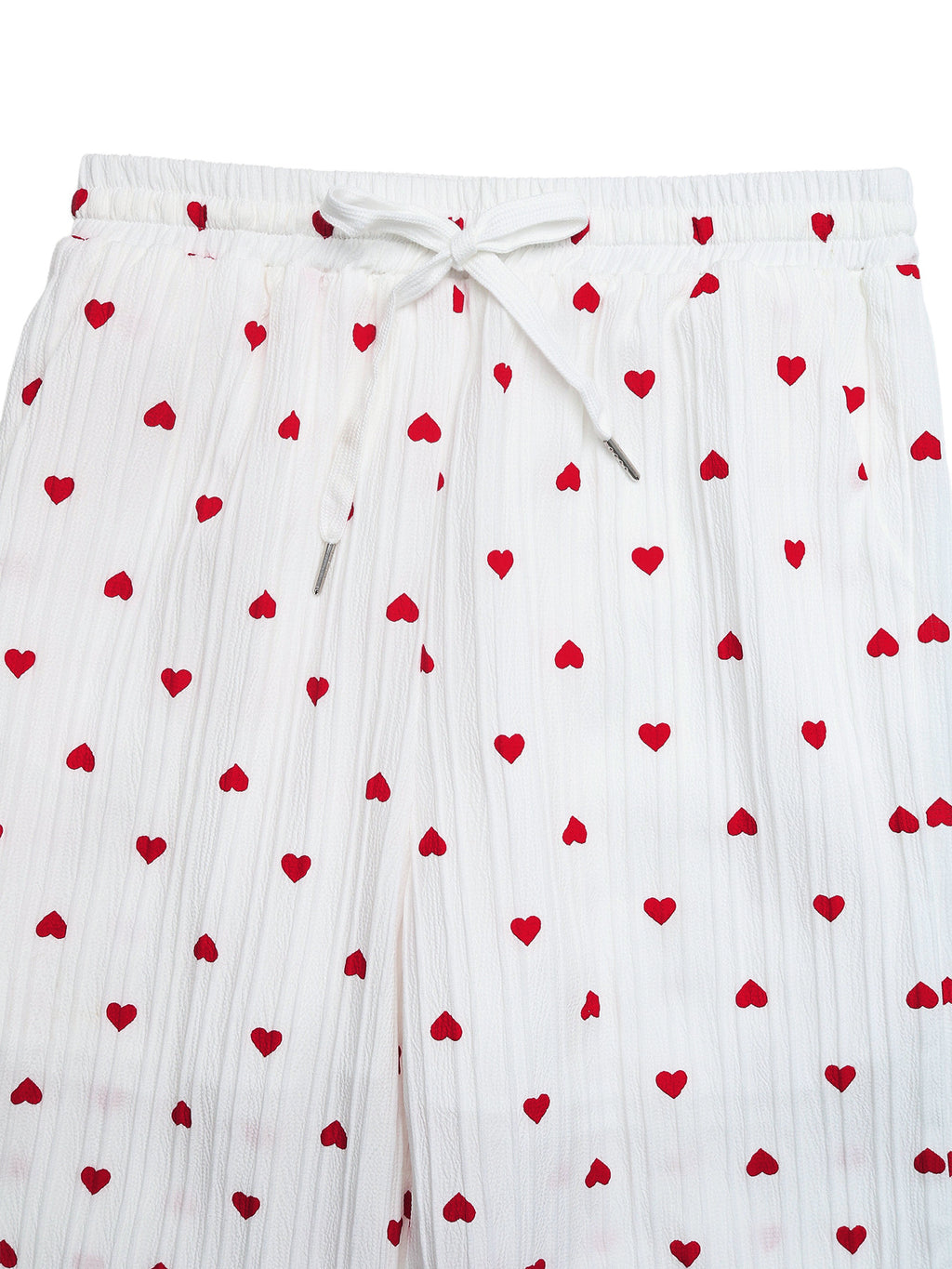 Women Long Pants Straight Lace up Love Pattern Casual Wide Leg Pants Summer