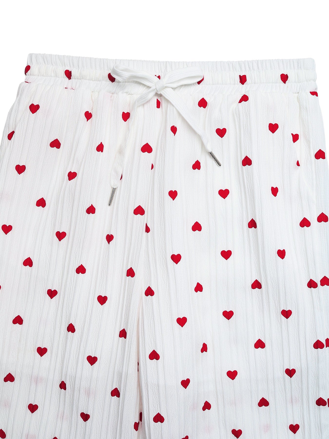 Women Long Pants Straight Lace up Love Pattern Casual Wide Leg Pants Summer