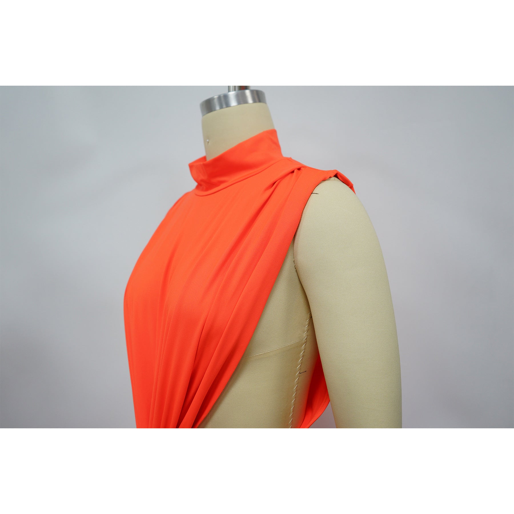 Georgia O-neck High Split Ruched Stacked Bodycon Midi Maxi Dress