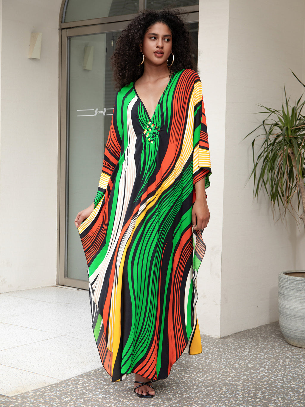 Rayon Print Holiday Loose plus Size Maxi Beach Jumpsuit Robe Women Beach Cover Up